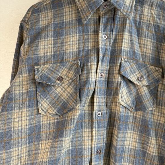 Vintage Ponderosa Wool Blend Flannel Shirt Mens Size XL Collar Plaid - Picture 2 of 6